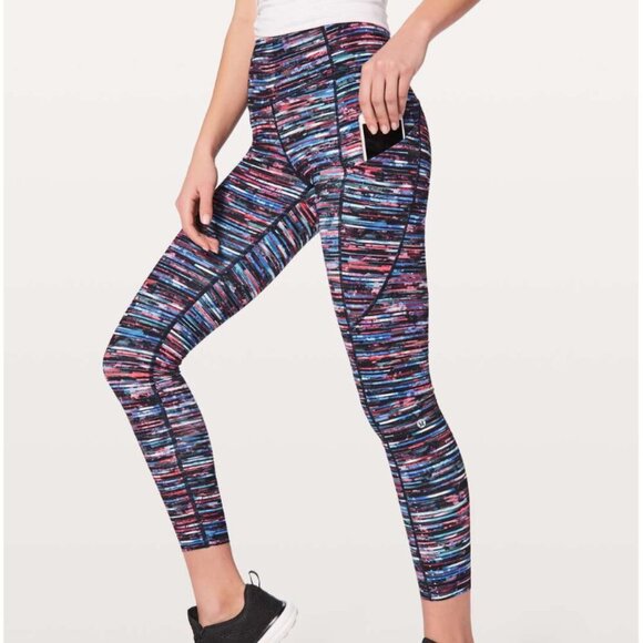 Lululemon Fast & Free 7/8 Tight II *Nulux 25" Hinshu Alpine White Multi - Size 6 - Picture 1 of 11